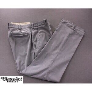 Nike Golf Pants Mens Gray Stripe Dri Fit Flat Front Stretch Tag 33X30 (34X30)